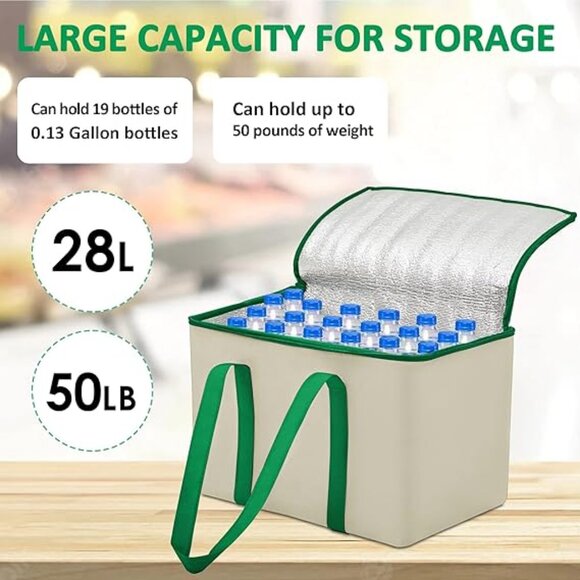 3Pack Reusable Grocery Bags w/ Reinforced Bottom & Handles(1-Tote + 2-Insulated) - Picture 7 of 13
